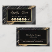 Elegant Trendy Black Marble Gold Sequins Lijst Klantenkaartje (Voorkant / Achterkant)