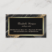 Elegant Trendy Black Marble Gold Sequins Lijst Klantenkaartje (Achterkant)