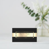 Elegant Trendy Black Stripe Gold Lijst Visitekaartje (Staand voorkant)