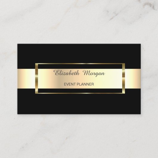 Elegant Trendy Black Stripe Gold Lijst Visitekaartje (Voorkant)
