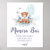 Elegant Trendy Blauw Jongen Teddy Bear Mimosa Bar Poster (Voorkant)