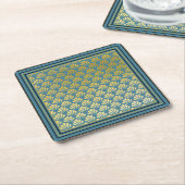 Elegant Trendy Blauwgroen Art Deco Pattern Kartonnen Onderzetters (Schuin)