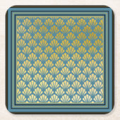 Elegant Trendy Blauwgroen Art Deco Pattern Kartonnen Onderzetters (Voorkant)