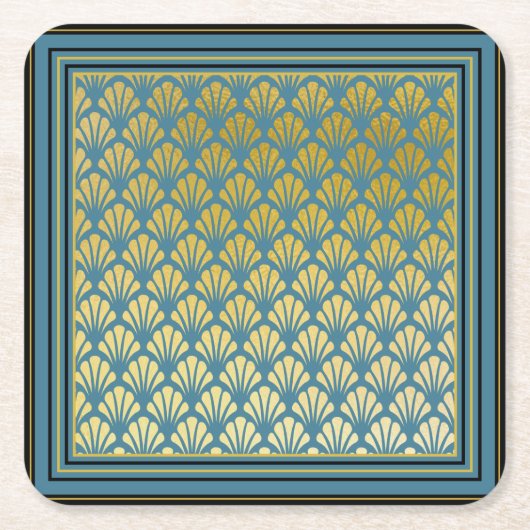 Elegant Trendy Blauwgroen Art Deco Pattern Kartonnen Onderzetters (Voorkant)