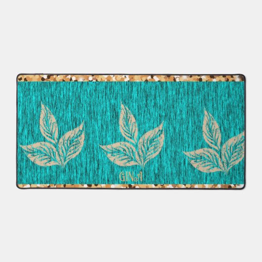 Elegant Trendy Blauwgroen Bureaumat (Voorkant)