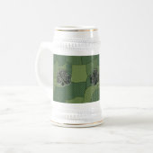 Elegant trendy boft Ierse shamrock patchwork Bierpul (Voorkant links)