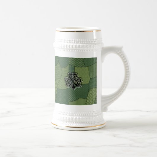 Elegant trendy boft Ierse shamrock patchwork Bierpul (Rechts)