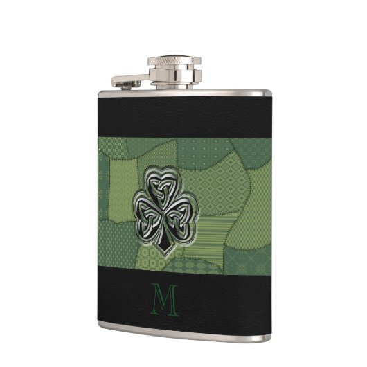 Elegant trendy boft Ierse shamrock patchwork Heupfles (Links)