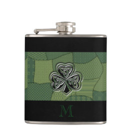 Elegant trendy boft Ierse shamrock patchwork Heupfles