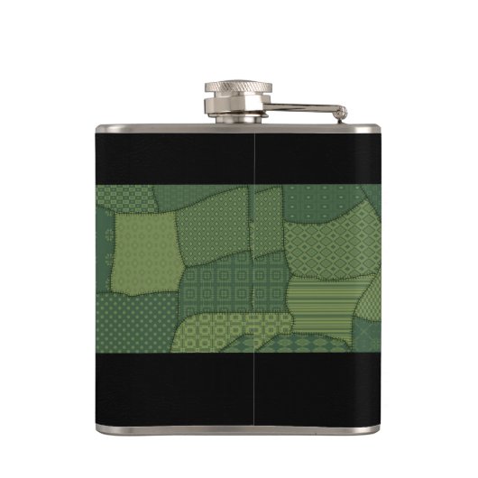 Elegant trendy boft Ierse shamrock patchwork Heupfles (Achterkant)