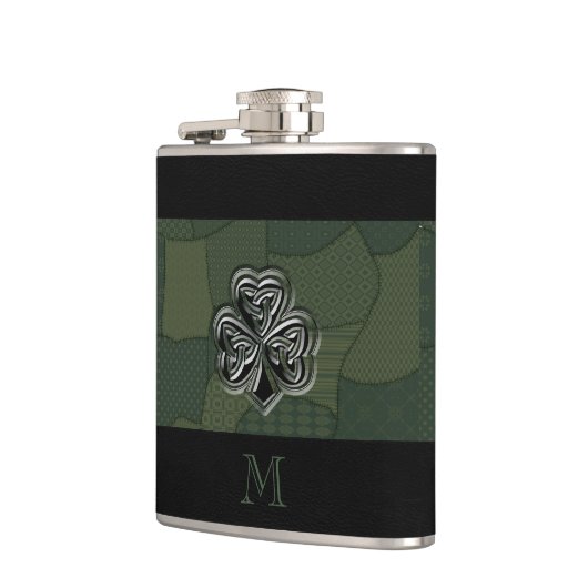 Elegant trendy boft Ierse shamrock patchwork Heupfles (Links)