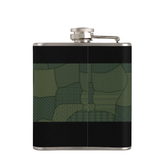 Elegant trendy boft Ierse shamrock patchwork Heupfles (Achterkant)