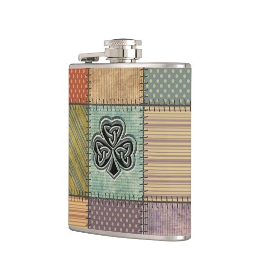 Elegant trendy boft Ierse shamrock patchwork Heupfles (Links)