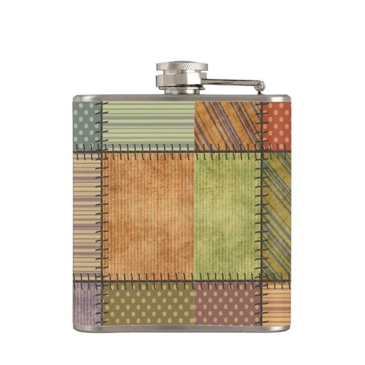 Elegant trendy boft Ierse shamrock patchwork Heupfles (Achterkant)