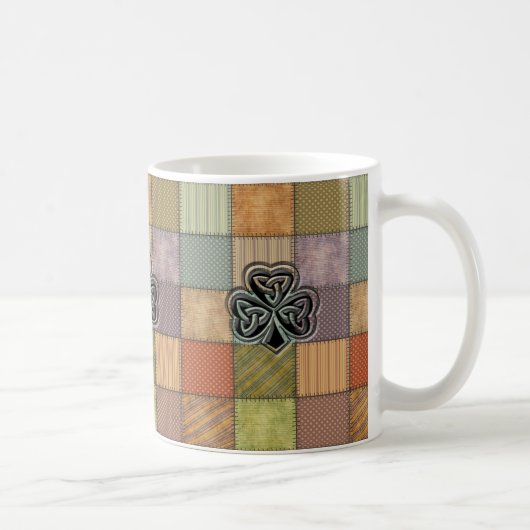 Elegant trendy boft Ierse shamrock patchwork Koffiemok (Rechts)
