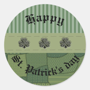 Elegant trendy boft Ierse shamrock patchwork Ronde Sticker