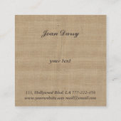 Elegant trendy  burlap monogram vierkante visitekaartje (Achterkant)