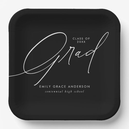 Elegant Trendy Calligraphy Script Afstuderen Papieren Bordje (Voorkant)