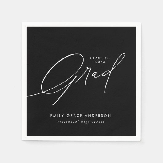 Elegant Trendy Calligraphy Script Afstuderen Servet (Voorkant)