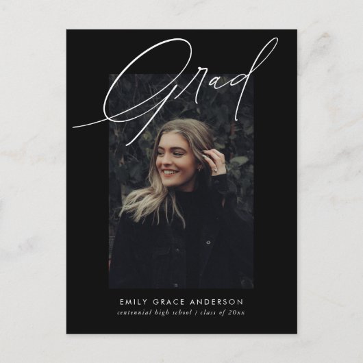 Elegant Trendy Calligraphy Script Afstuderen Uitnodiging Briefkaart (Voorkant)