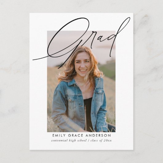 Elegant Trendy Calligraphy Script Afstuderen Uitnodiging Briefkaart (Voorkant)