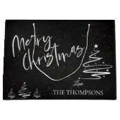 Elegant Trendy Chalkboard Kerst Groot Cadeauzakje (Voorkant)