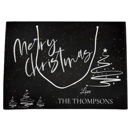 Elegant Trendy Chalkboard Kerst Groot Cadeauzakje (Voorkant)