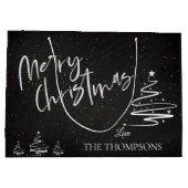 Elegant Trendy Chalkboard Kerst Groot Cadeauzakje (Achterkant)