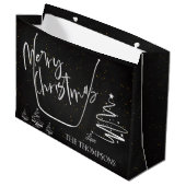 Elegant Trendy Chalkboard Kerst Groot Cadeauzakje (Voorkant Gekanteld)