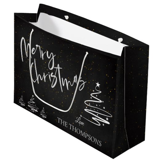 Elegant Trendy Chalkboard Kerst Groot Cadeauzakje (Voorkant Gekanteld)