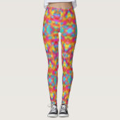 Elegant Trendy Colorful Roze Blauw Groen Geel Leggings (Voorkant)