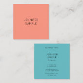 Elegant Trendy Colors Persoonlijke Sjabloon Vierkante Visitekaartje (Voorkant / Achterkant)