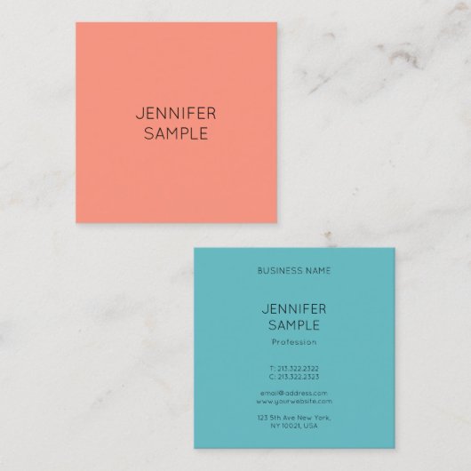 Elegant Trendy Colors Persoonlijke Sjabloon Vierkante Visitekaartje (Voorkant / Achterkant)