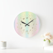 Elegant Trendy Confetti Holographic Rainbow Grote Klok (Huis)
