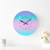 Elegant Trendy Confetti Ombre Holographic Grote Klok (Huis)