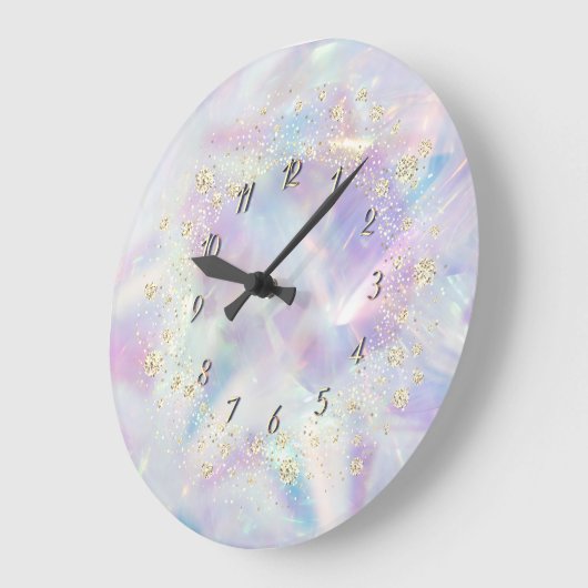 Elegant Trendy Confetti Rainbow Cool Holographic Grote Klok (Hoek)