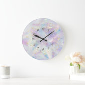 Elegant Trendy Confetti Rainbow Cool Holographic Grote Klok (Huis)