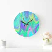 Elegant Trendy Confetti Rainbow Holographic Grote Klok (Huis)