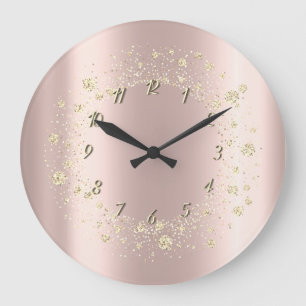 Elegant Trendy Confetti Roos Gold Grote Klok