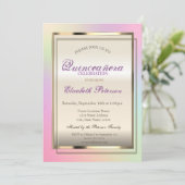 Elegant Trendy Cool Holographic Quinceañera Kaart (Staand voorkant)