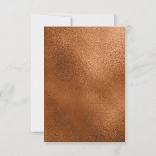 Elegant Trendy Copper Wedding Reception Kaart (Achterkant)