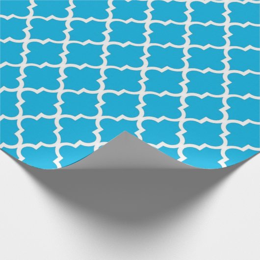 Elegant, trendy, elegant, cool sky blue quatrefoil cadeaupapier (Hoek)