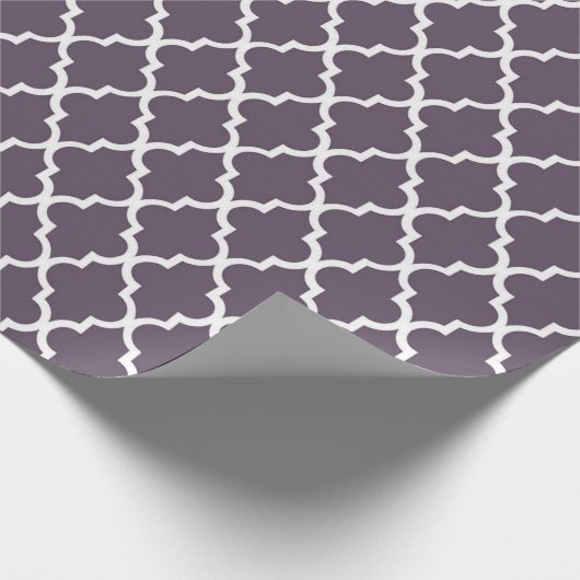Elegant, trendy, elegant donkerpaars quatrefoil cadeaupapier (Hoek)