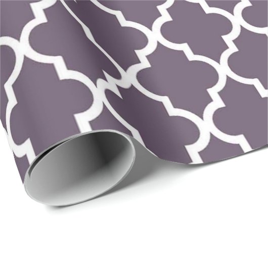 Elegant, trendy, elegant donkerpaars quatrefoil cadeaupapier (Rol Hoek)