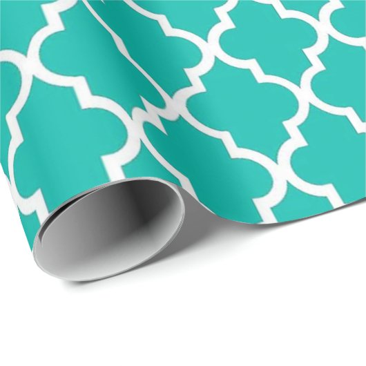 Elegant, trendy, elegante blauwgroen quatrefolie cadeaupapier (Rol Hoek)