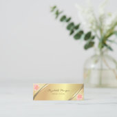 Elegant Trendy, Faux Gold Stripes, Rozen Mini Visitekaartje (Staand voorkant)