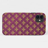 Elegant trendy faux velvet and gold Fleur-de-Lis Case-Mate iPhone Case (Achterkant (horizontaal))