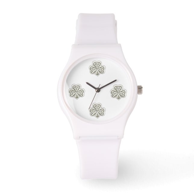 Elegant trendy geluk Ierse shamrock Horloge (Voorkant)
