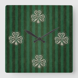Elegant trendy geluk Ierse shamrock Vierkante Klok