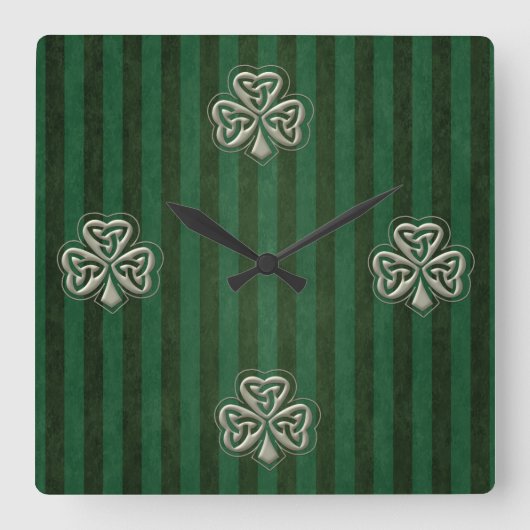Elegant trendy geluk Ierse shamrock Vierkante Klok (Voorkant)